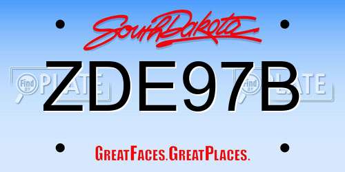 ZDE97B South Dakota License Plate