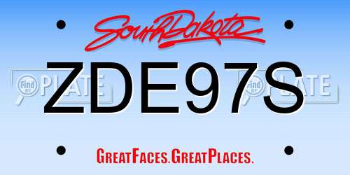 ZDE97S South Dakota License Plate