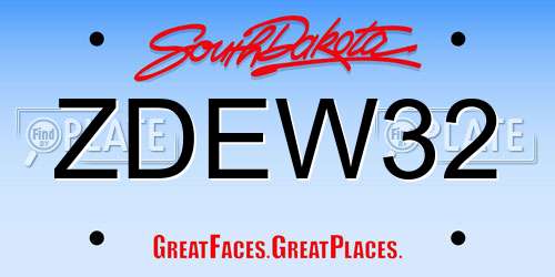 ZDEW32 South Dakota License Plate