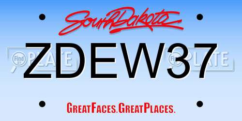 ZDEW37 South Dakota License Plate