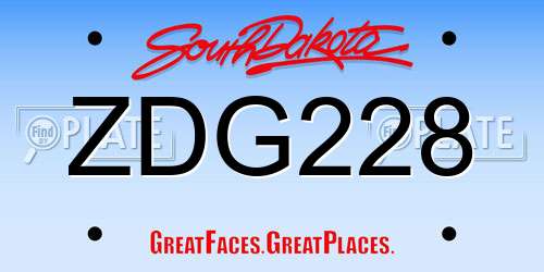 ZDG228 South Dakota License Plate