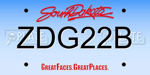 ZDG22B South Dakota License Plate