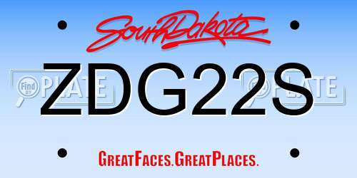 ZDG22S South Dakota License Plate