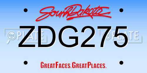 ZDG275 South Dakota License Plate