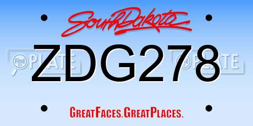 ZDG278 South Dakota License Plate
