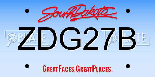 ZDG27B South Dakota License Plate