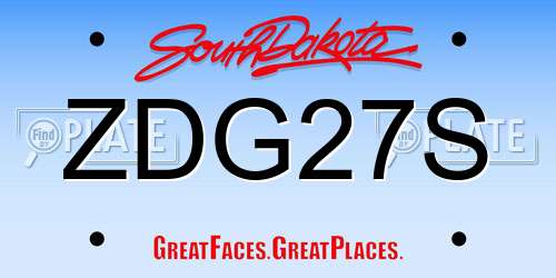 ZDG27S South Dakota License Plate