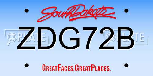 ZDG72B South Dakota License Plate