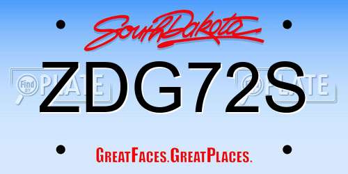 ZDG72S South Dakota License Plate
