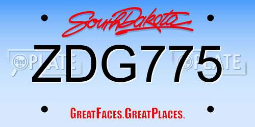 ZDG775 South Dakota License Plate