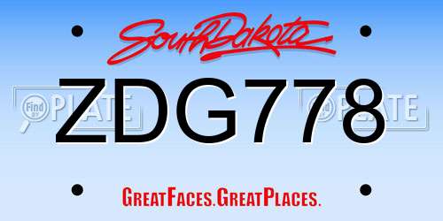 ZDG778 South Dakota License Plate