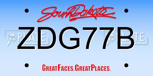 ZDG77B South Dakota License Plate