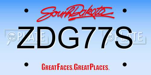 ZDG77S South Dakota License Plate