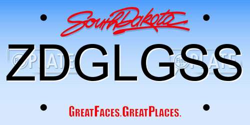 ZDGLGSS South Dakota License Plate