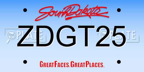 ZDGT25 South Dakota License Plate