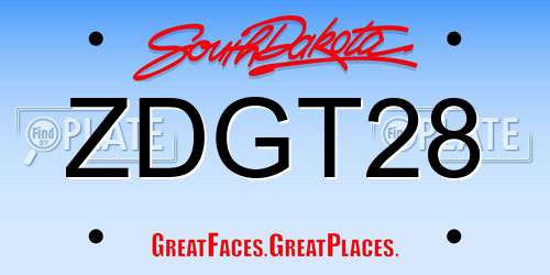 ZDGT28 South Dakota License Plate