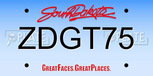 ZDGT75 South Dakota License Plate