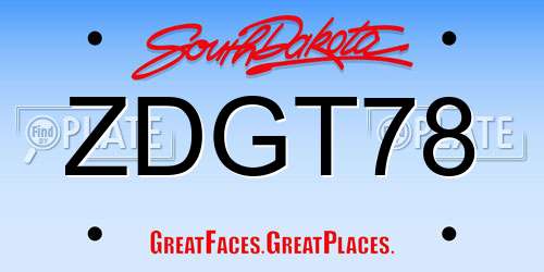 ZDGT78 South Dakota License Plate