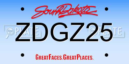 ZDGZ25 South Dakota License Plate