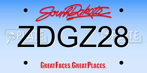 ZDGZ28 South Dakota License Plate