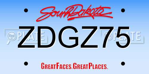 ZDGZ75 South Dakota License Plate