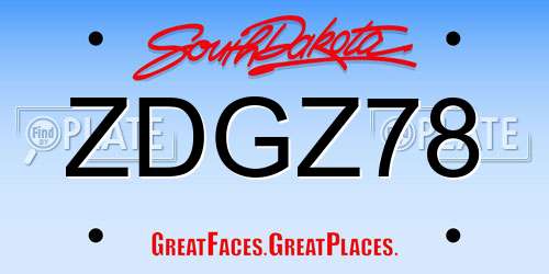 ZDGZ78 South Dakota License Plate