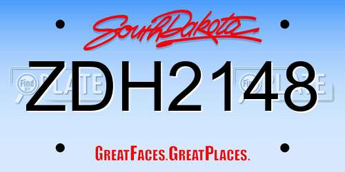 ZDH2148 South Dakota License Plate