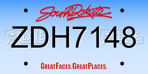 ZDH7148 South Dakota License Plate