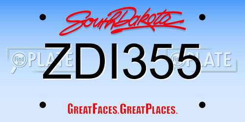 ZDI355 South Dakota License Plate
