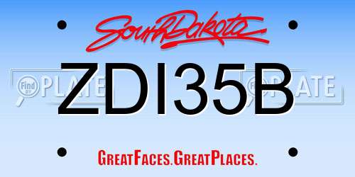 ZDI35B South Dakota License Plate