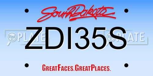 ZDI35S South Dakota License Plate
