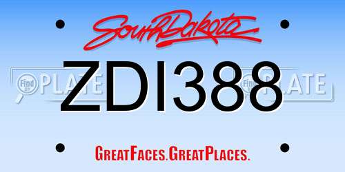 ZDI388 South Dakota License Plate