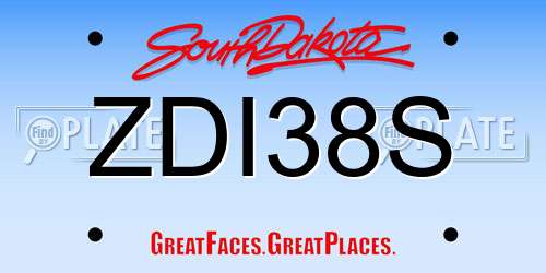 ZDI38S South Dakota License Plate