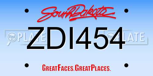 ZDI454 South Dakota License Plate
