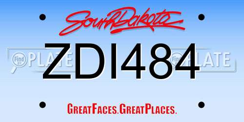 ZDI484 South Dakota License Plate