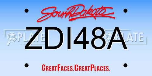 ZDI48A South Dakota License Plate