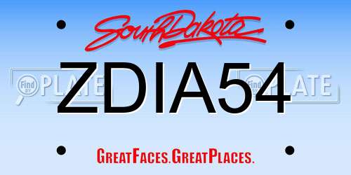 ZDIA54 South Dakota License Plate