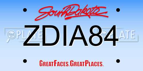 ZDIA84 South Dakota License Plate