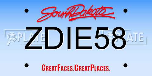 ZDIE58 South Dakota License Plate