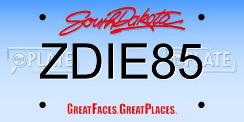 ZDIE85 South Dakota License Plate