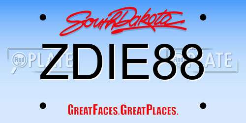 ZDIE88 South Dakota License Plate
