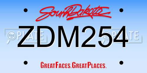 ZDM254 South Dakota License Plate