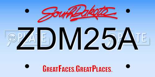 ZDM25A South Dakota License Plate