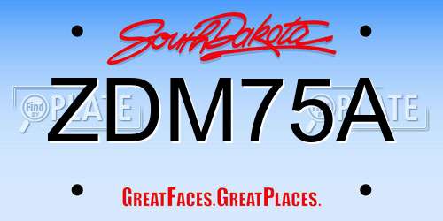 ZDM75A South Dakota License Plate