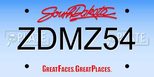 ZDMZ54 South Dakota License Plate