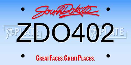 ZDO402 South Dakota License Plate
