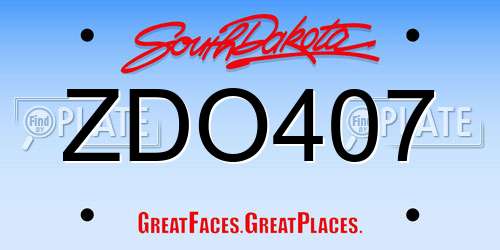 ZDO407 South Dakota License Plate
