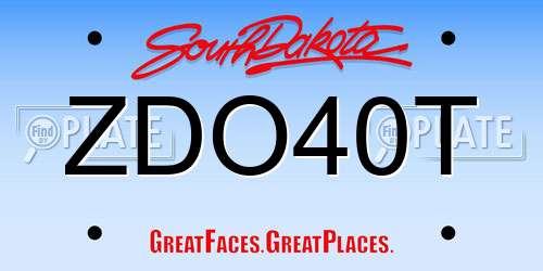 ZDO40T South Dakota License Plate