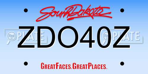 ZDO40Z South Dakota License Plate