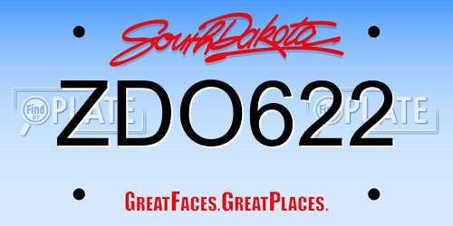 ZDO622 South Dakota License Plate